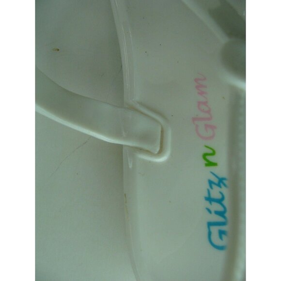 White Bow Jelly Sandals Big Girls Size 2 Glitz N Glam - Picture 6 of 6